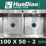 سینک باکسی 100 سانت 2 لگن برند هوادیاو | استیل 304 گرید A